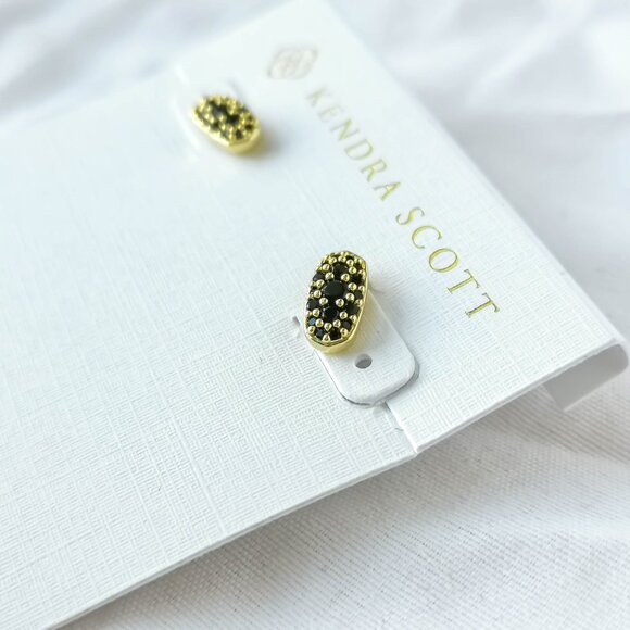 Grayson Gold Black Spinel Crystal Stud Earrings NEW - Picture 2 of 3